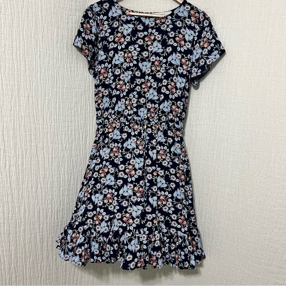 Loft Floral Godet Drawstring Dress Size M - Picture 2 of 8